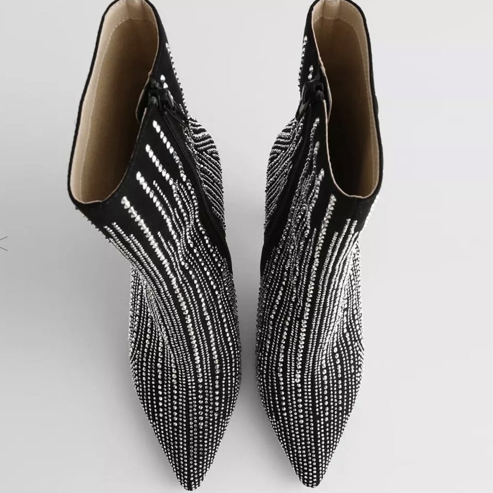 ❌SOLD❌BETSEY JOHNSTON Juelz Black Rhinestone BLING Boot 7.5 - Picture 6 of 6